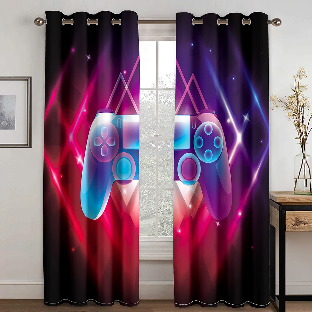 

Children's Favorite Game Handle Curtains Cool Game Electronic Controller Curtains 2 Panels Kids Room Bedroom Living Room Decor