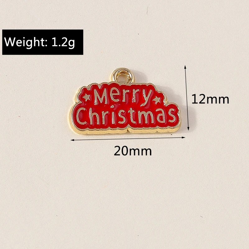 20 Stück 20 x 12 mm niedliche Emaille-Frohe Weihnachten-Buchstaben-Charms-Anhänger für die Herstellung von Tropfen-Ohrringen, Halsketten, DIY-Handwerk, Schmuckzubehör – Detail 1
