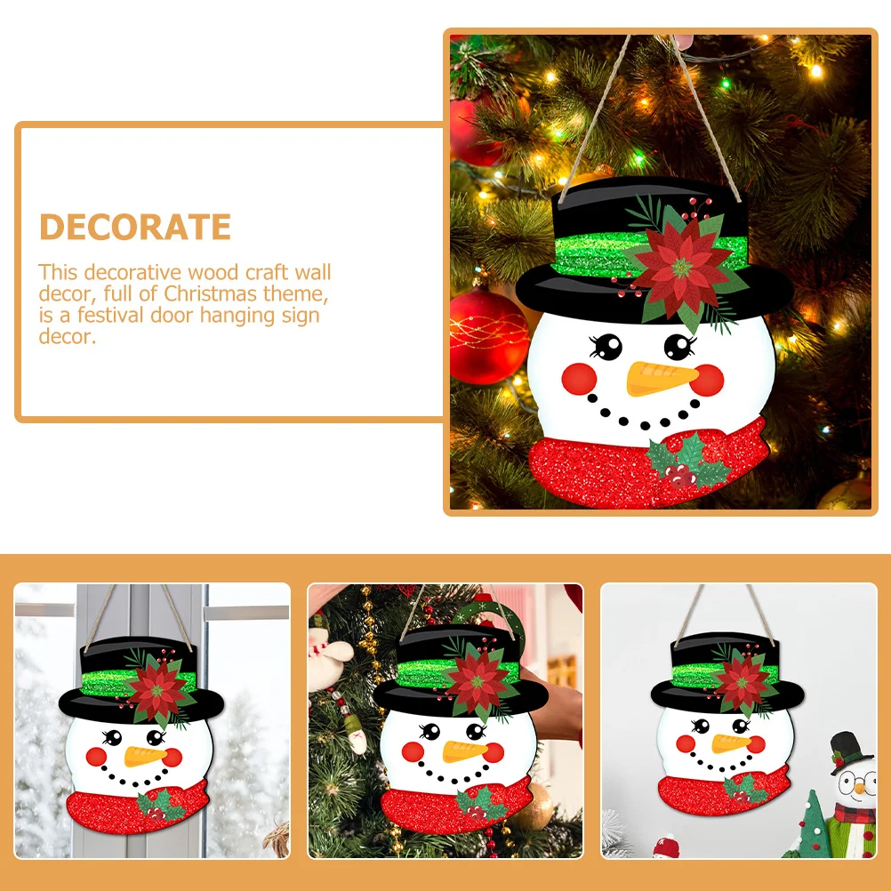 

Christmas Hanging Sign Snowman Wooden Door Decor Xmas Wall Art Ornament For Home Garden Party Wood Front Door Signs
