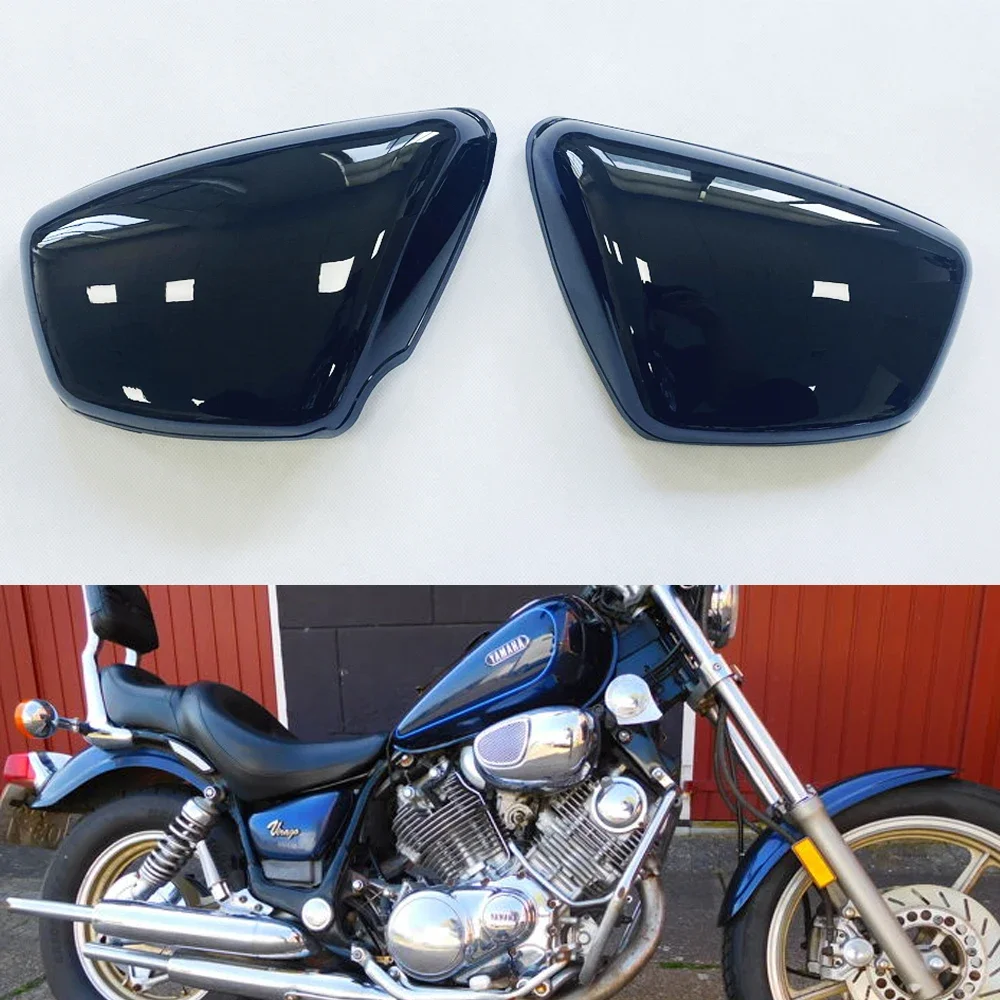 

Motorcycle Bright black Battery Fairing Cover Right Left Side Protector For Yamaha XV700 750 1000 1100 Virago 1984-Up Moto Parts