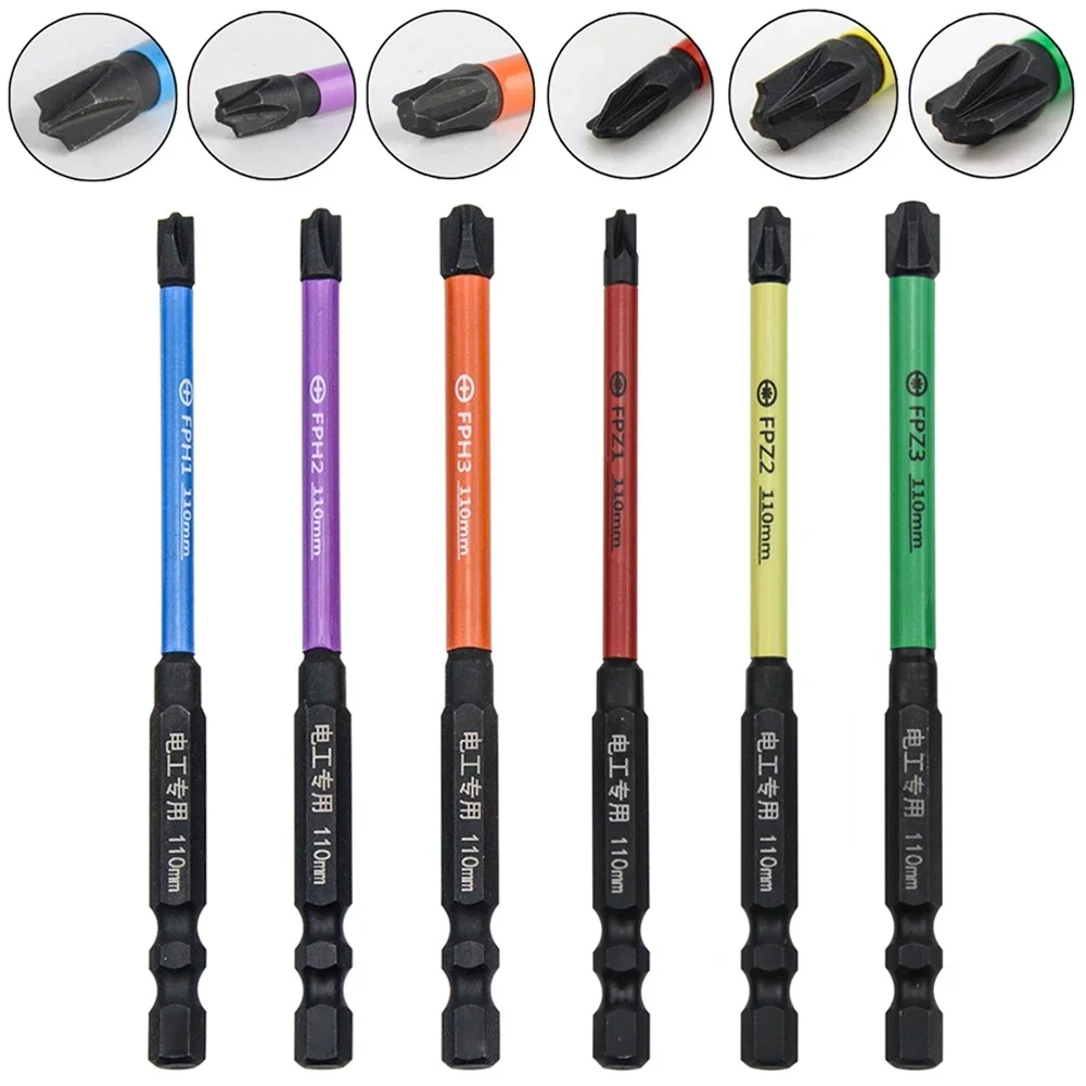 6Pcs Phillips Screwdriver Bit Magnetic Special Driver Switch Electrician Repair Tool FPH2 FPH3 FPZ2 FPZ3 PH1 PH2 PH3 PZ1 PZ3