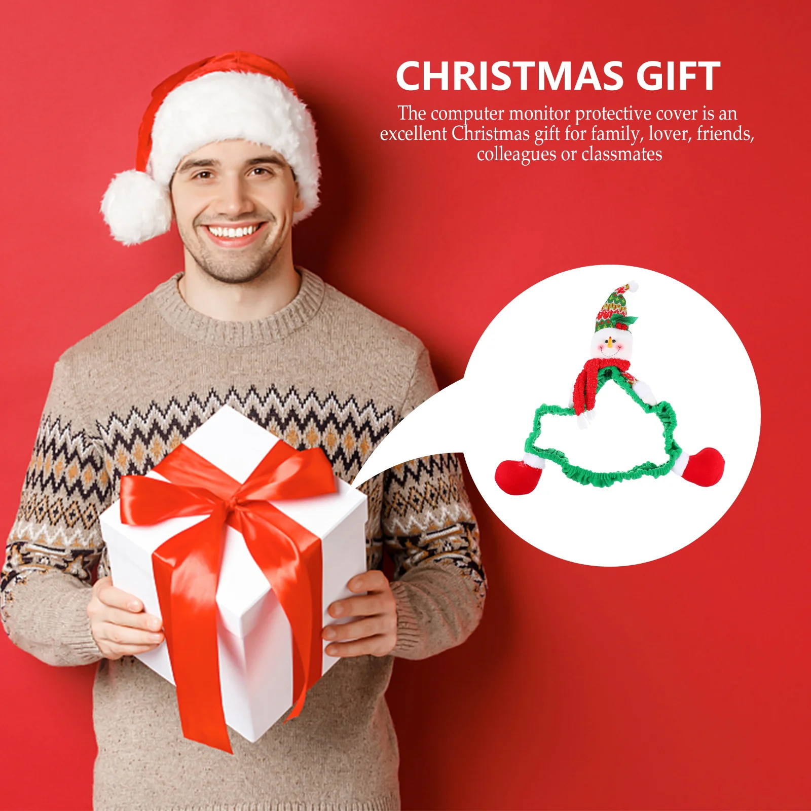 

Snowman Protective Cover For Computer Monitor Elastic Xmas Display Decorative Case Christmas Decoration Supplies