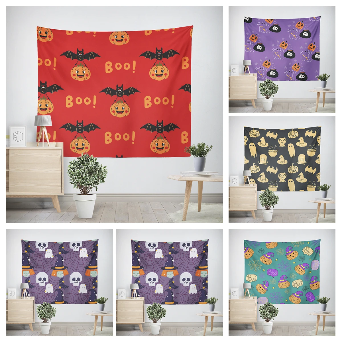 Home decorations modern room decor items wall tapestry aesthetic bedroom wall art large fabric tapestrys Halloween Autumn funny