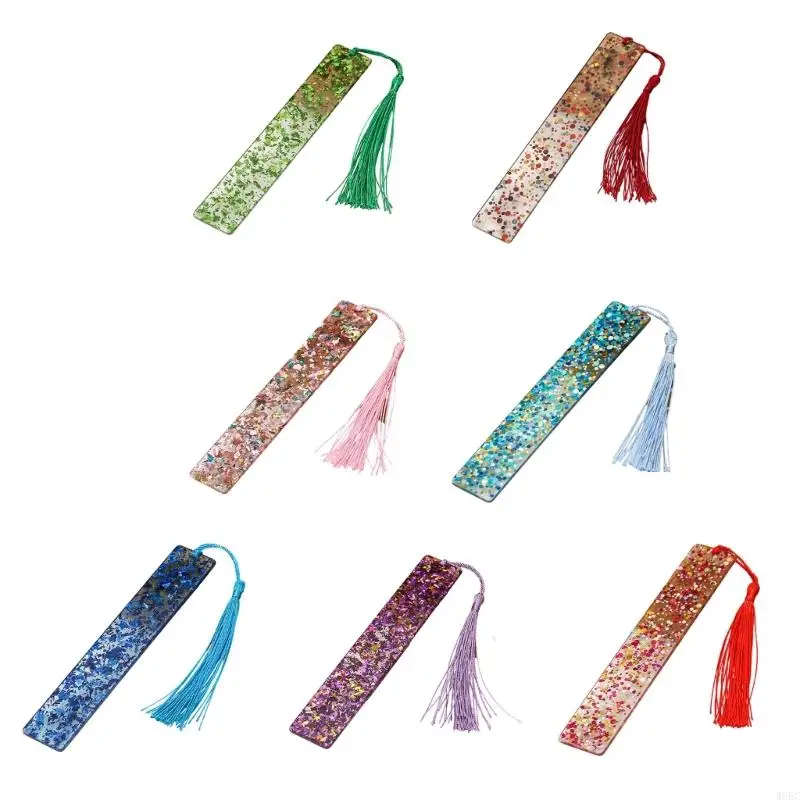 

Simple Book Markers Acrylic Bookmarks Decorative Bookmarks with Tassels Rectangular Page Markers Reading Supplies W8EC