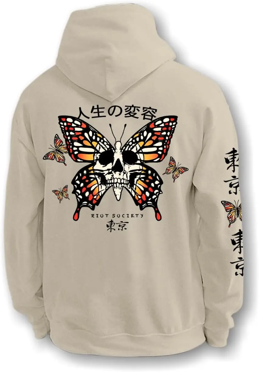 

Life is Changing Hoody Tokey Riot Society Mens Graphic Hoodie Printing 100% Cotton Hooded Sweatshirt Dropshipping Tops Japan
