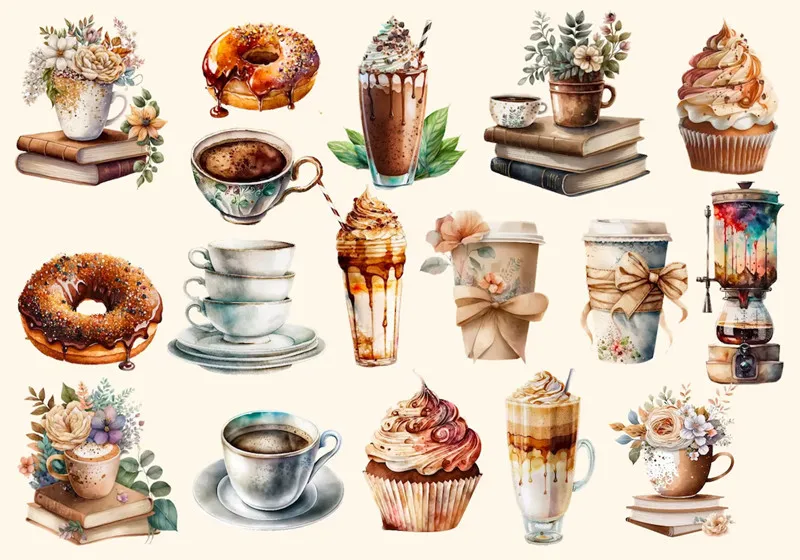 Vintage Coffee House Stickers Crafts And Scrapbooking stickers kids toys book Decorative sticker DIY Stationery