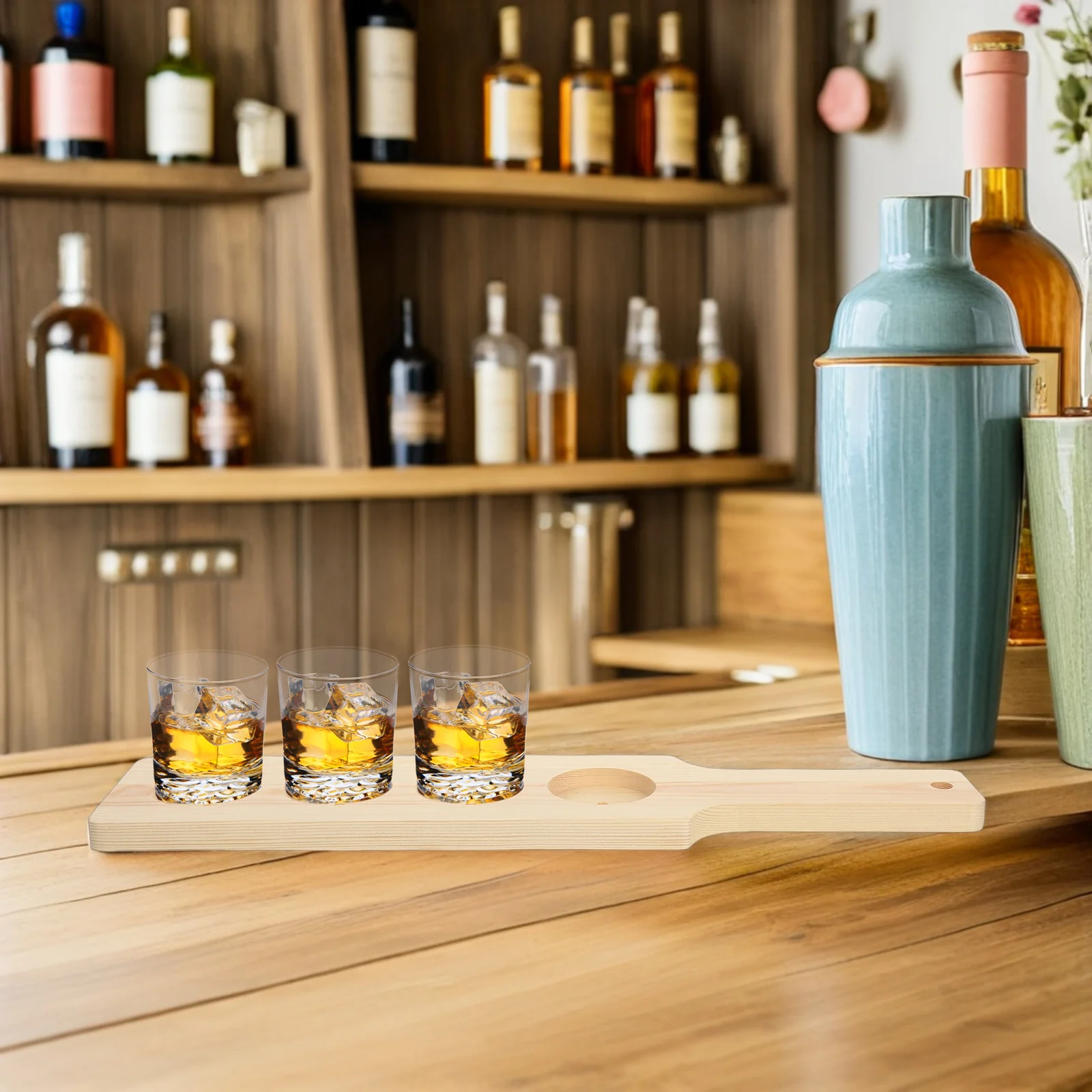 

Wooden Shot Glass Holder 4-Slots Rustic Coffee Mug Storage Rack Kitchen Cup Holder Multipurpose Drink Rack Wine Glass Serving