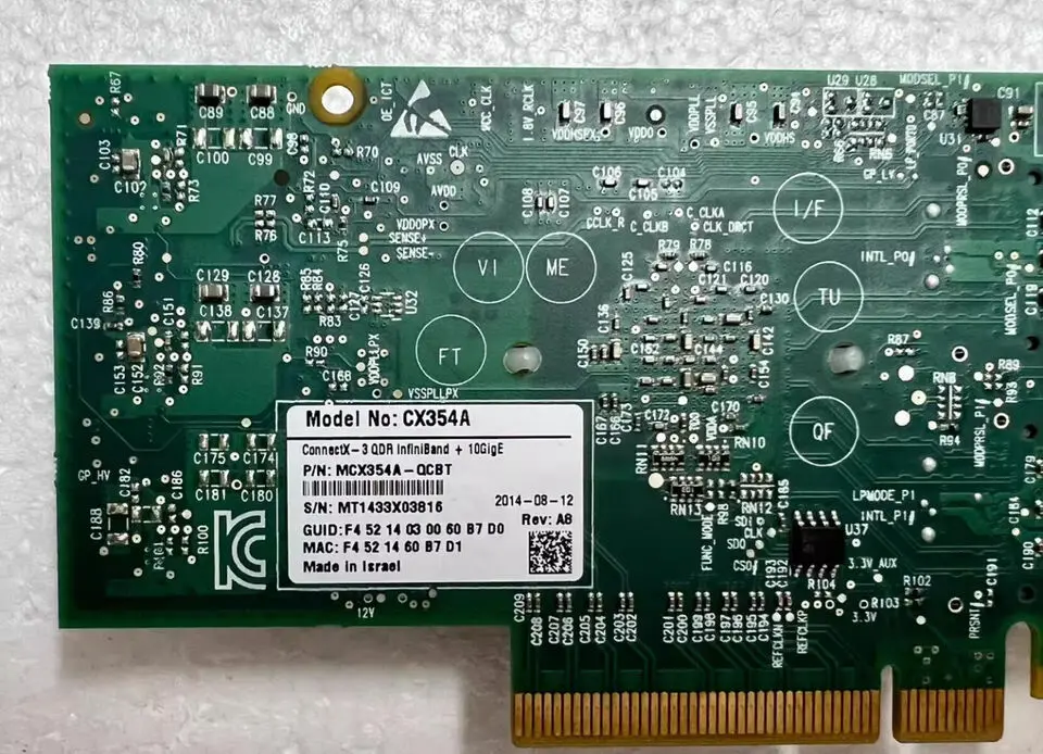 MCX354A-QCBT CX354A ConnectX-3 VPI QDR IB 10GbE Dual-Port QSFP PCIe