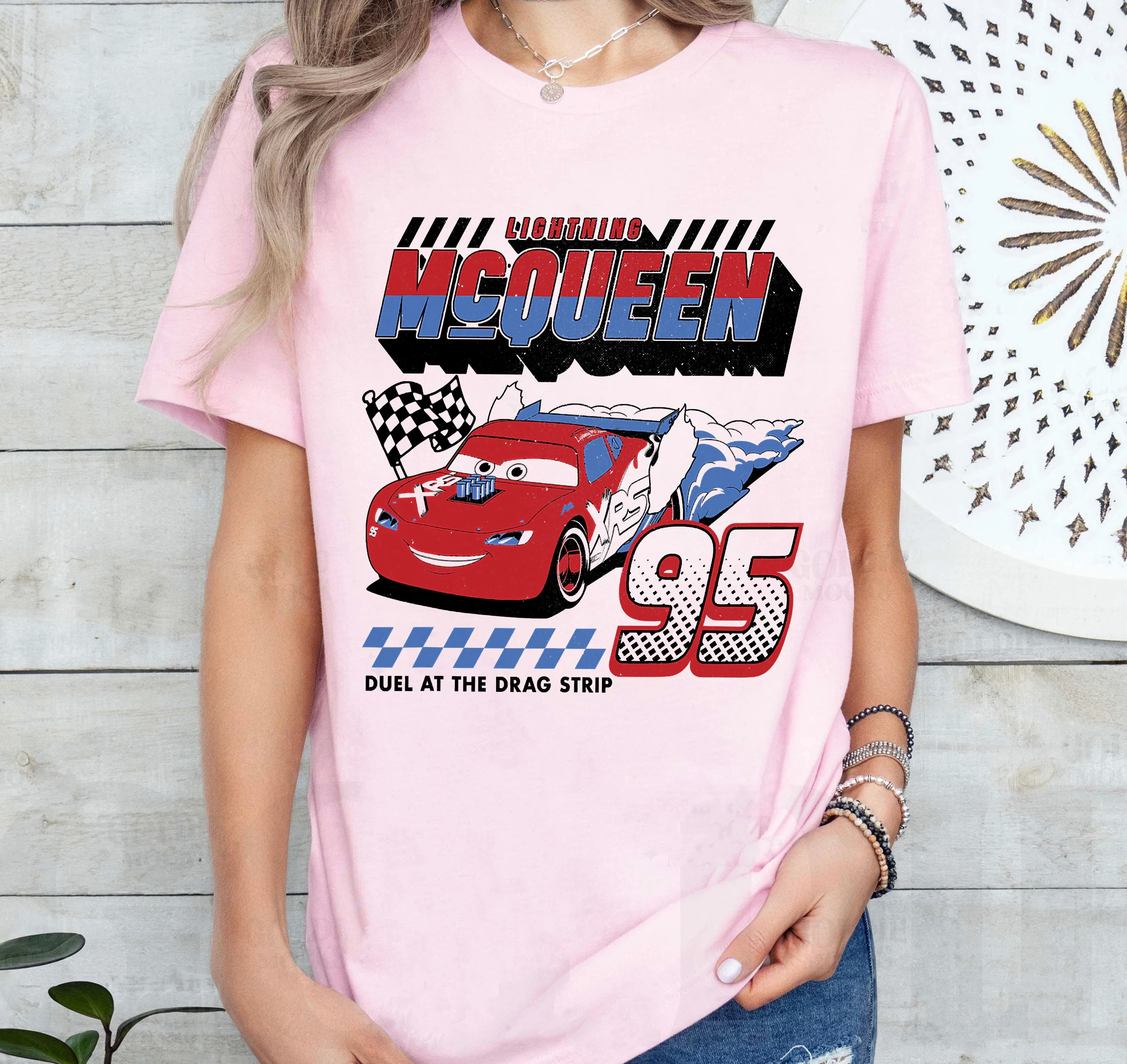 

Summer Cars Lightning McQueen Summer Short Sleeved T-shirt Women's Girlfriends Fashionable And Casual Versatile Men's T-Shirt