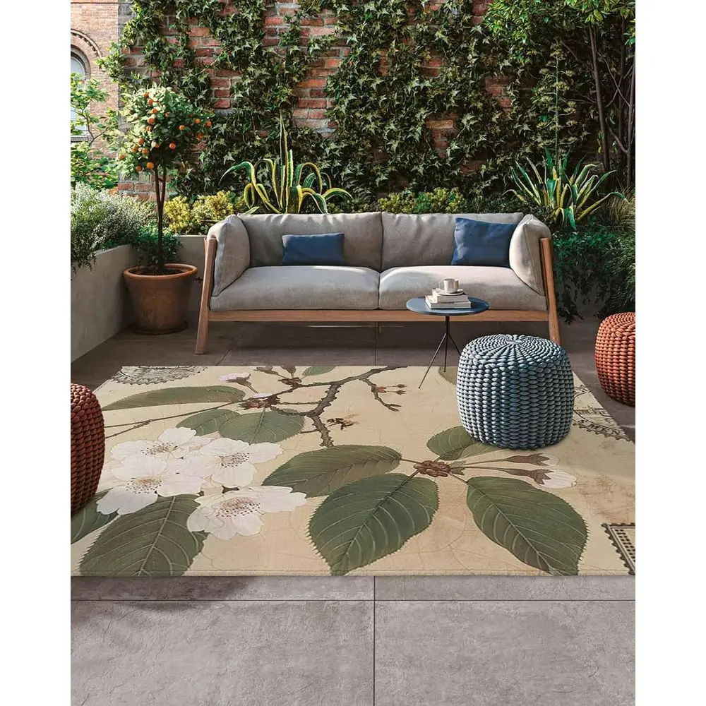 

Floral Pear Tree Vintage 5x8ft Outdoor Rug for Patio, Deck, and Backyard with Washable Camping Mat Design