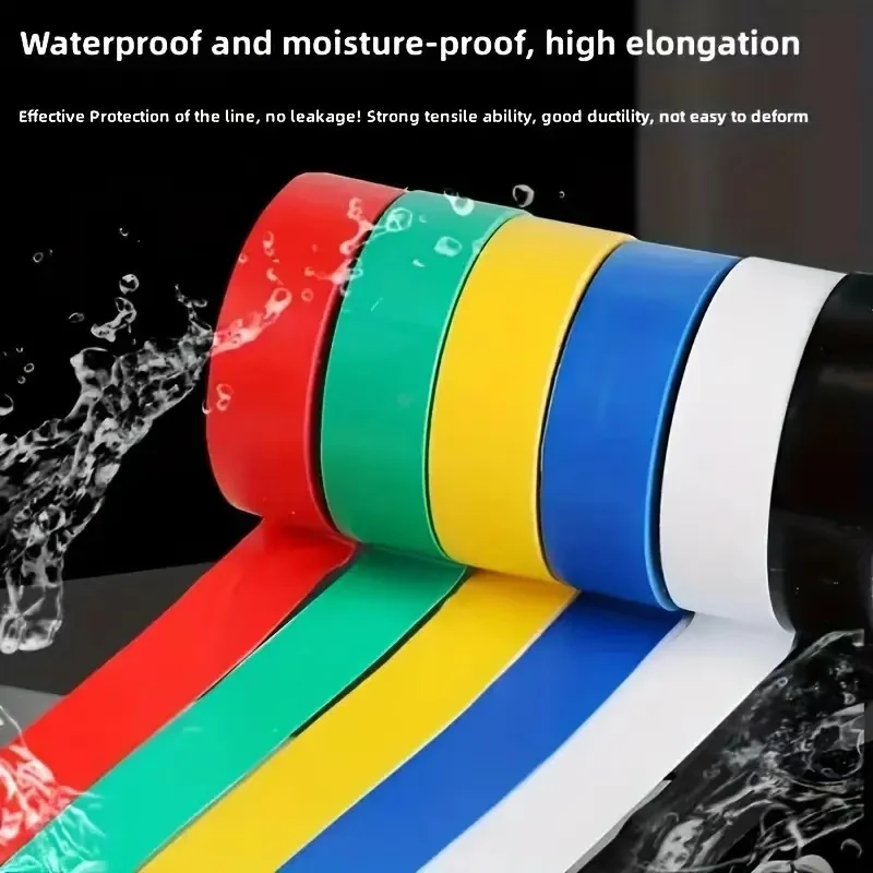 1PC PVC Electrical Insulation Tape Lead Free High Viscosity Flame Retardant Waterproof PVC Vinyl Tape For Voltage Wire Organizer