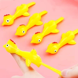 10PC Mini Yellow Sticky Finger Catapult Chicken Shooting Toy Boys Girls Gifts Children's Day Birthday Party Gifts Pinata Filling