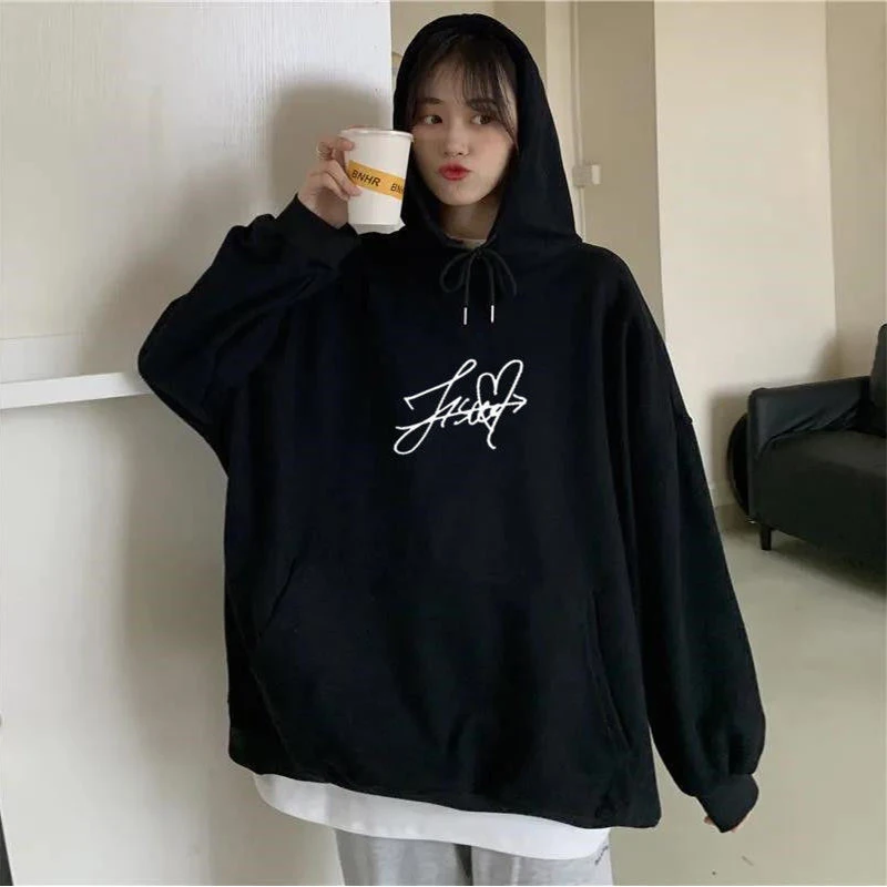 

Korean Fashion Women's Troupe Hoodie for Men's Women's Couple Outfit LISA Park Choi Young Peripheral Clothes Long Sleeved Tops