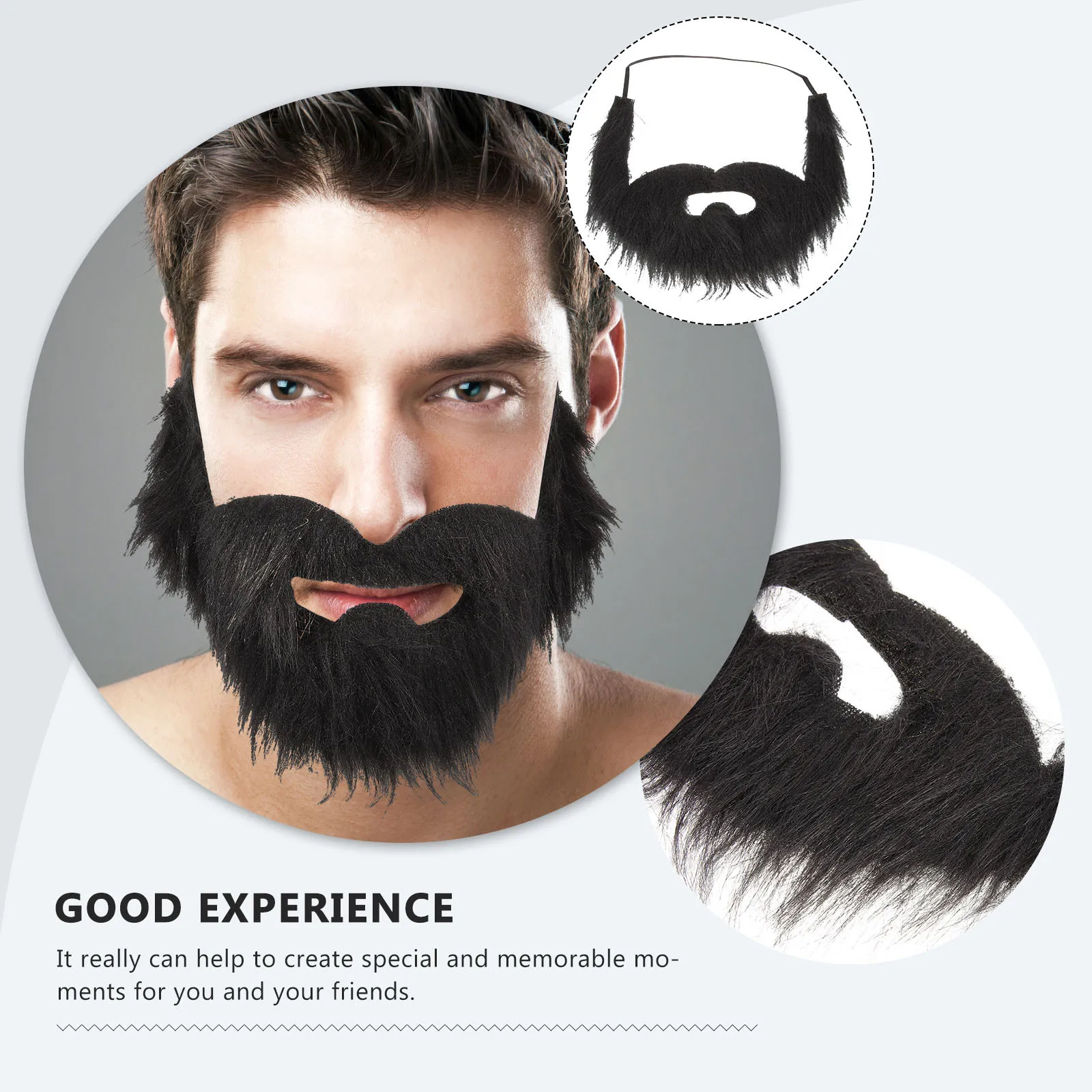 2Pcs Fake Beard Costume Beard Durable Lightweight Cosplay Party Performance Photo Prop Decorative Mustache Fake Mustache