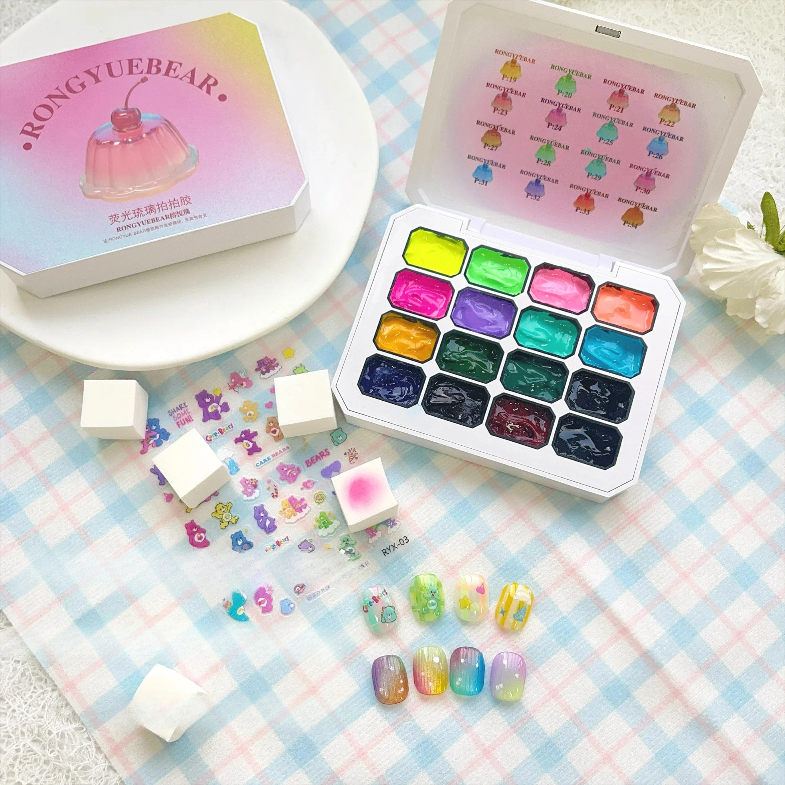 

16-цветная градиентная живопись, гель-лак для дизайна ногтей, сделай сам, твердый гель-лак для ногтей, высокая насыщенность, УФ/светодиодный гель-лак для рисования ногтей