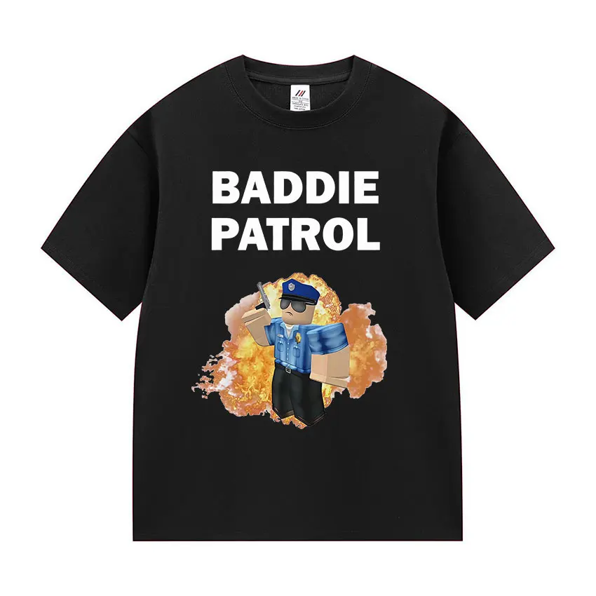 

Забавная футболка с рисунком Baddie Patrol Meme для мужчин и женщин, повседневная свободная футболка с короткими рукавами, винтажная хлопковая футболка большого размера, уличная одежда