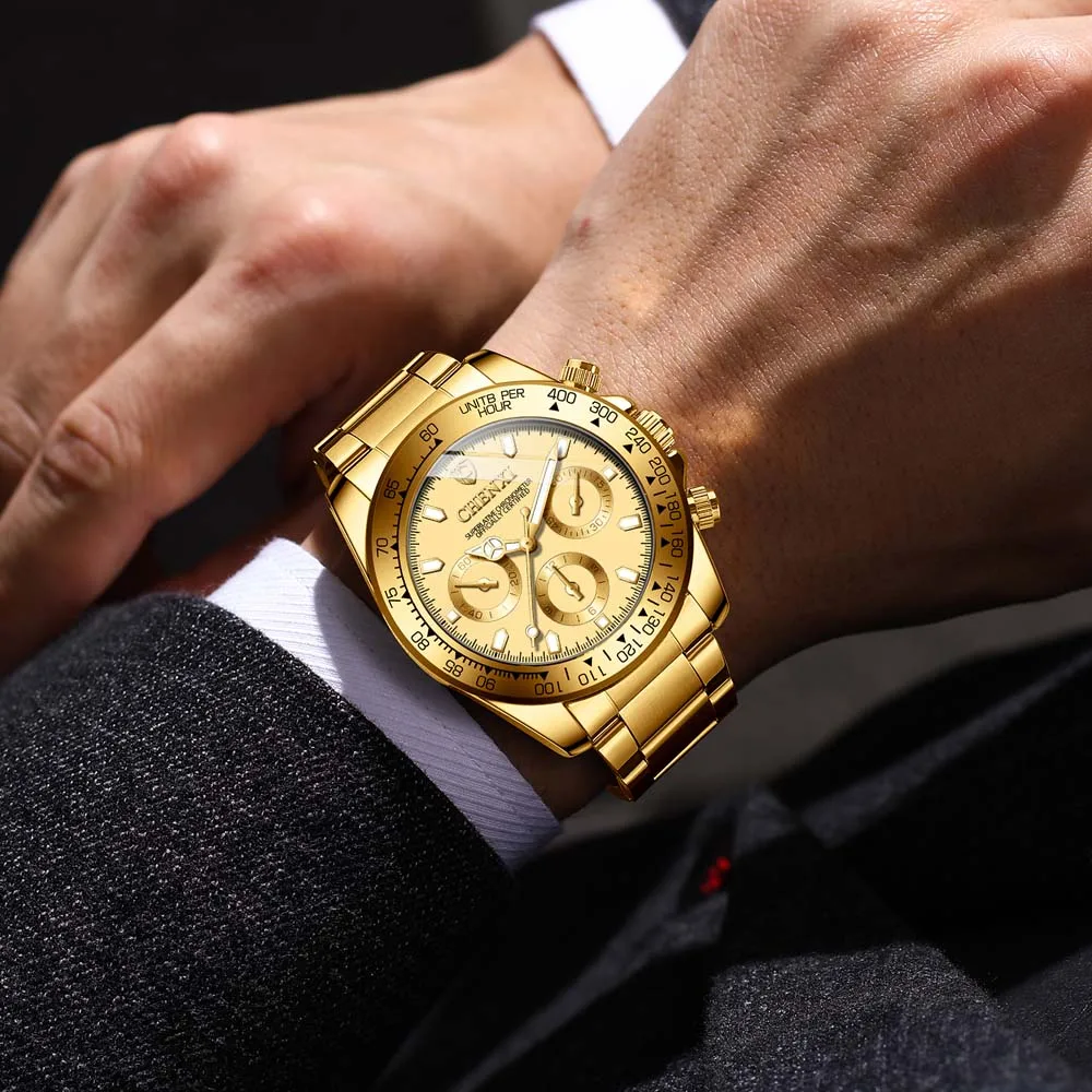 CHENXI Golden Men's Quartz Watch Men's Business Wristwatch Luminous Water-Resistant Male Quartz Watch relojes para hombres