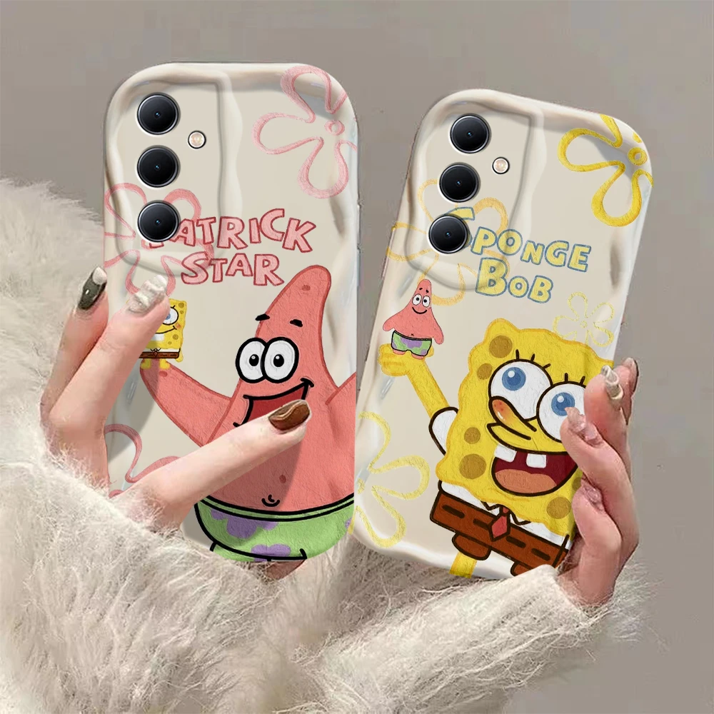 Cute S-SpongeBobs Patricks Stars 3D Wave Phone Case For OPPO Reno 11 F 8 T 7 Z 6 5 4 Pro F23 F11 F9 4G 5G Silicone Back Cover