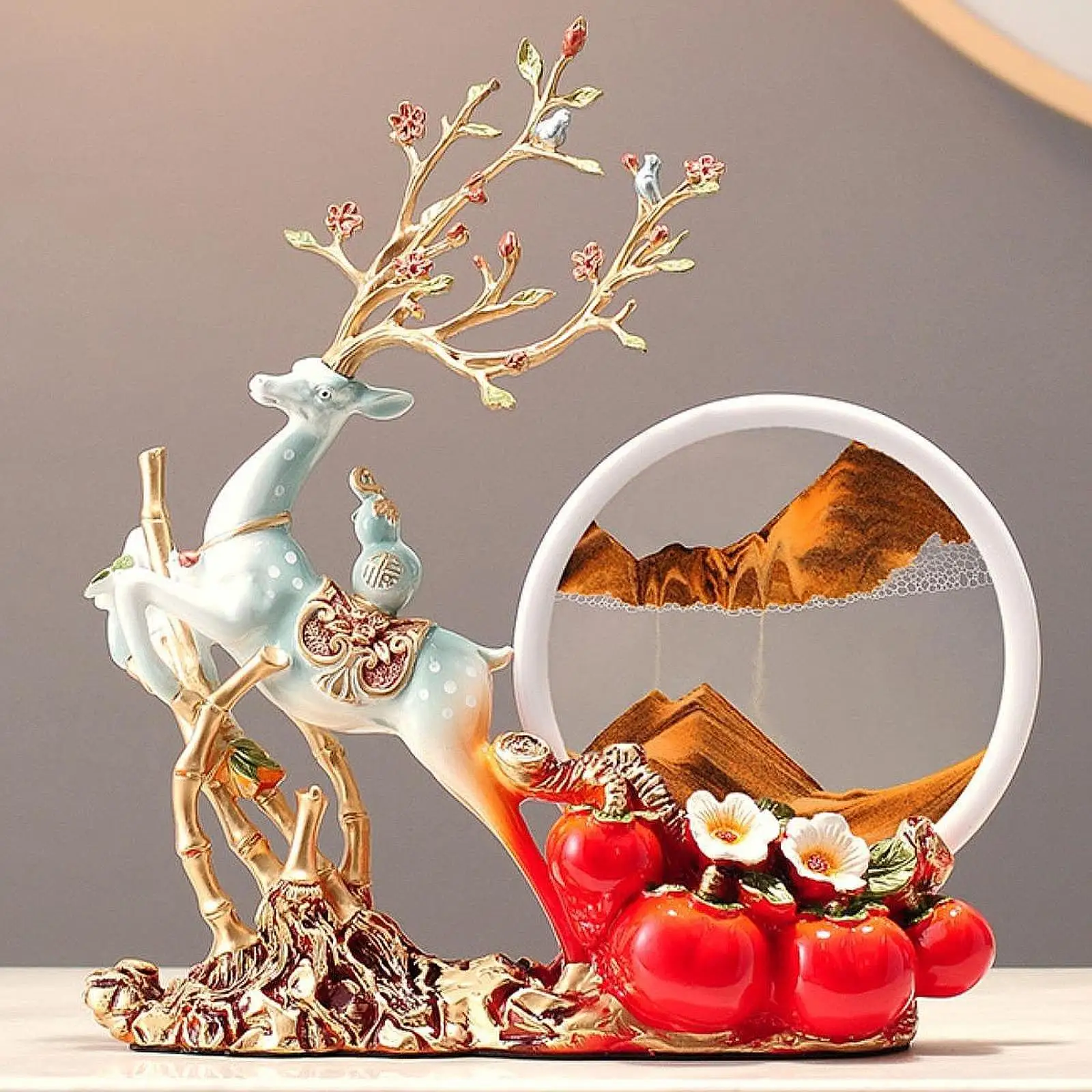 

Deer Sculpture Decoration Resin Living Room Decoration Quicksand Decor Creative for Desktop Bookshelves Entrance TV Cabinet Home