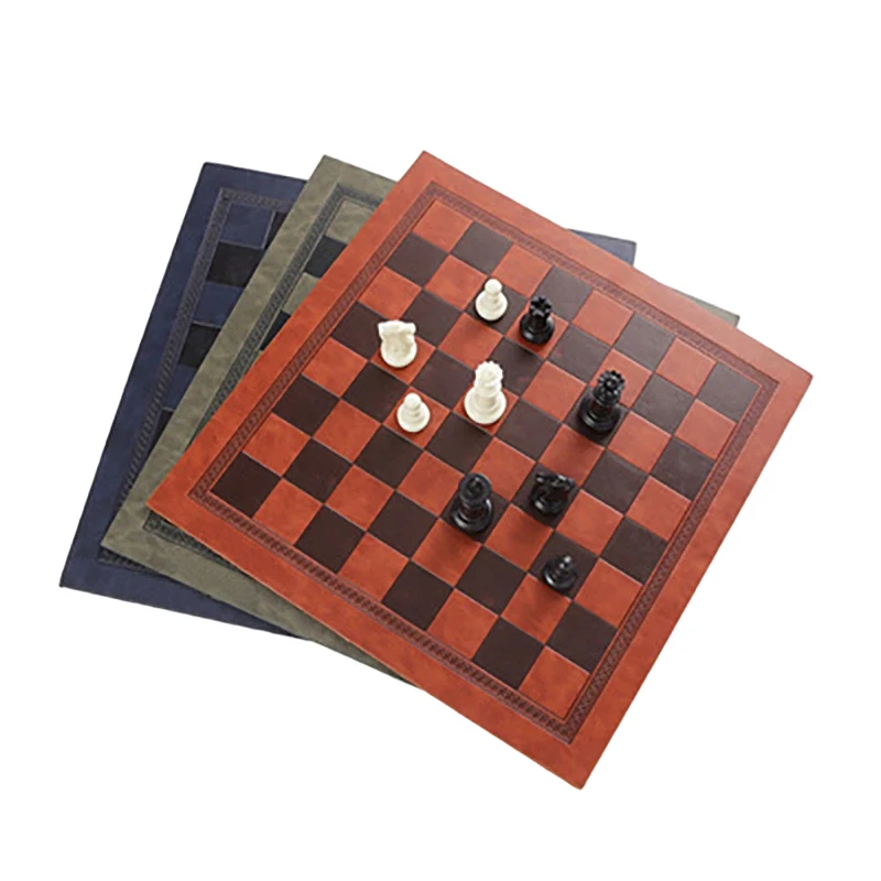 Portable PVC leather chess board mat, chess table mat, backgammon mat, children chess mat, heat insulation placemat, toy gift