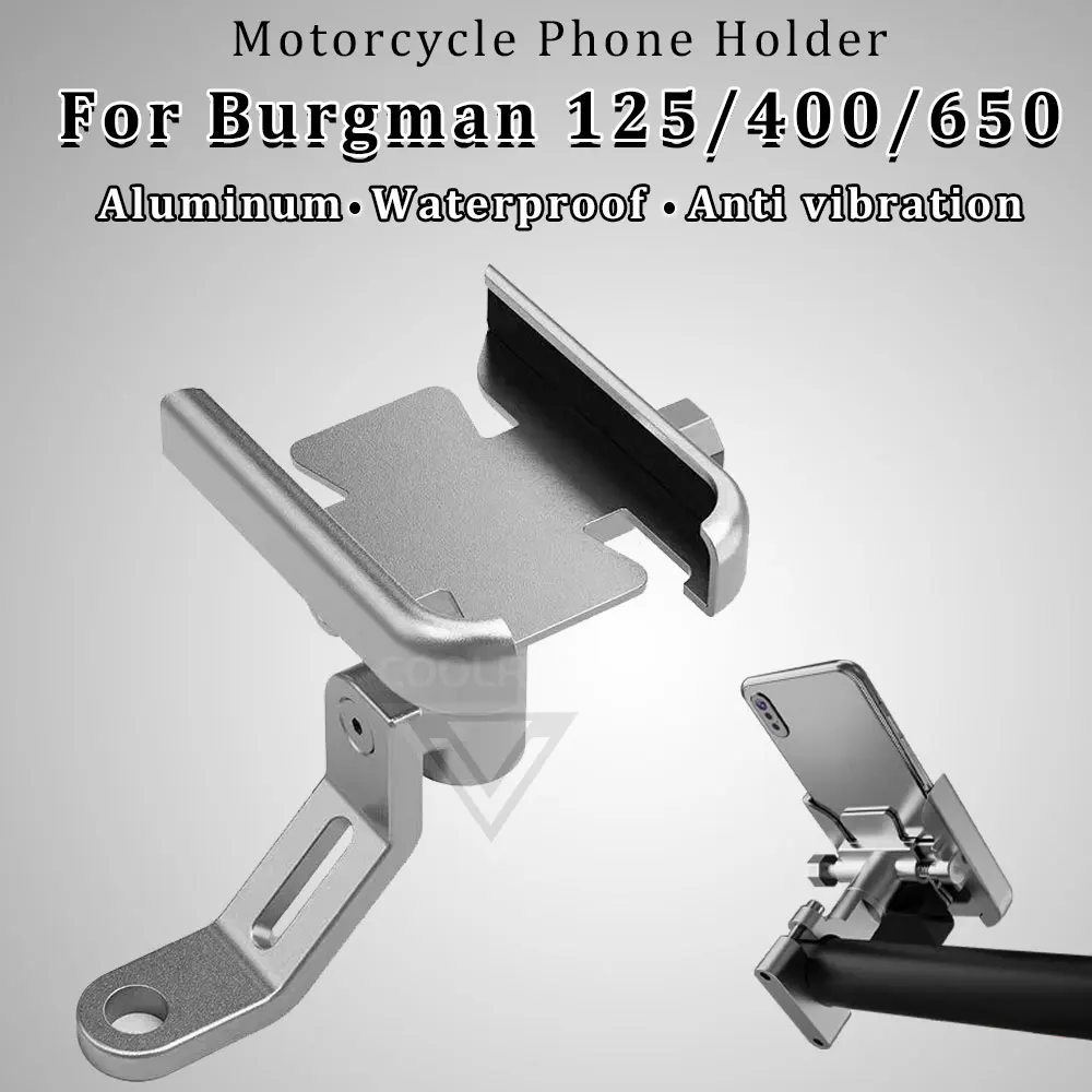 Motorcycle Phone Holder Aluminum Alloy Stand Waterproof for Suzuki Burgman 400 Accessories 125 200 650 AN125 AN400 AN125 AN650