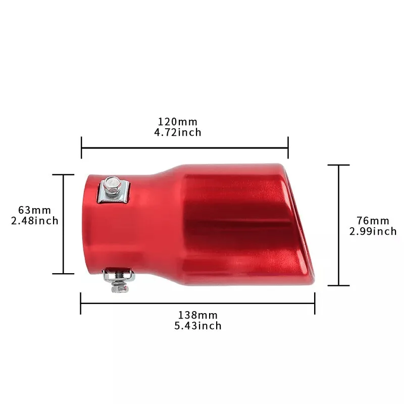 Red Round Shape Car Exhaust Muffler Tip Straight Pipe 63mm 2.5‘’ Inlet