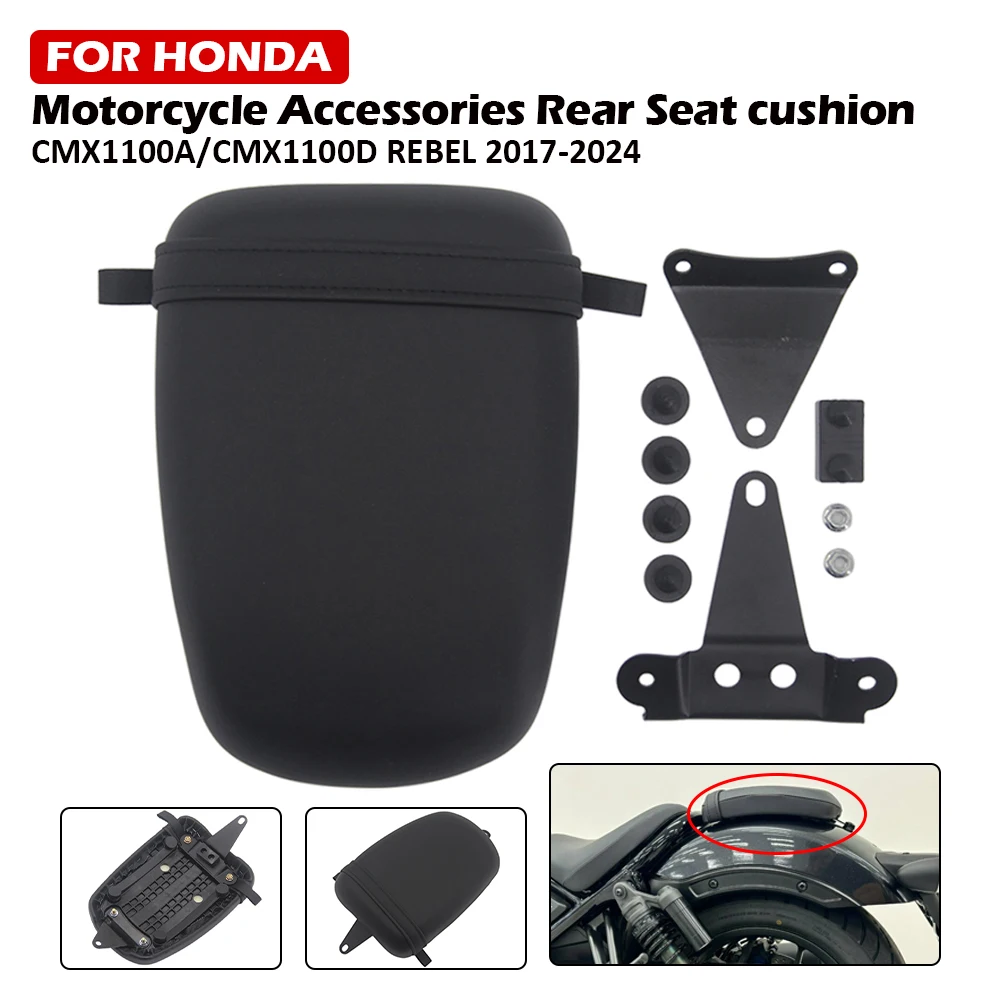

Мотоциклетное заднее пассажирское сиденье, кожаная подушка, черная для HONDA CMX300 CMX500 2017 2018 2019 2020 2021 2022 2023 2024