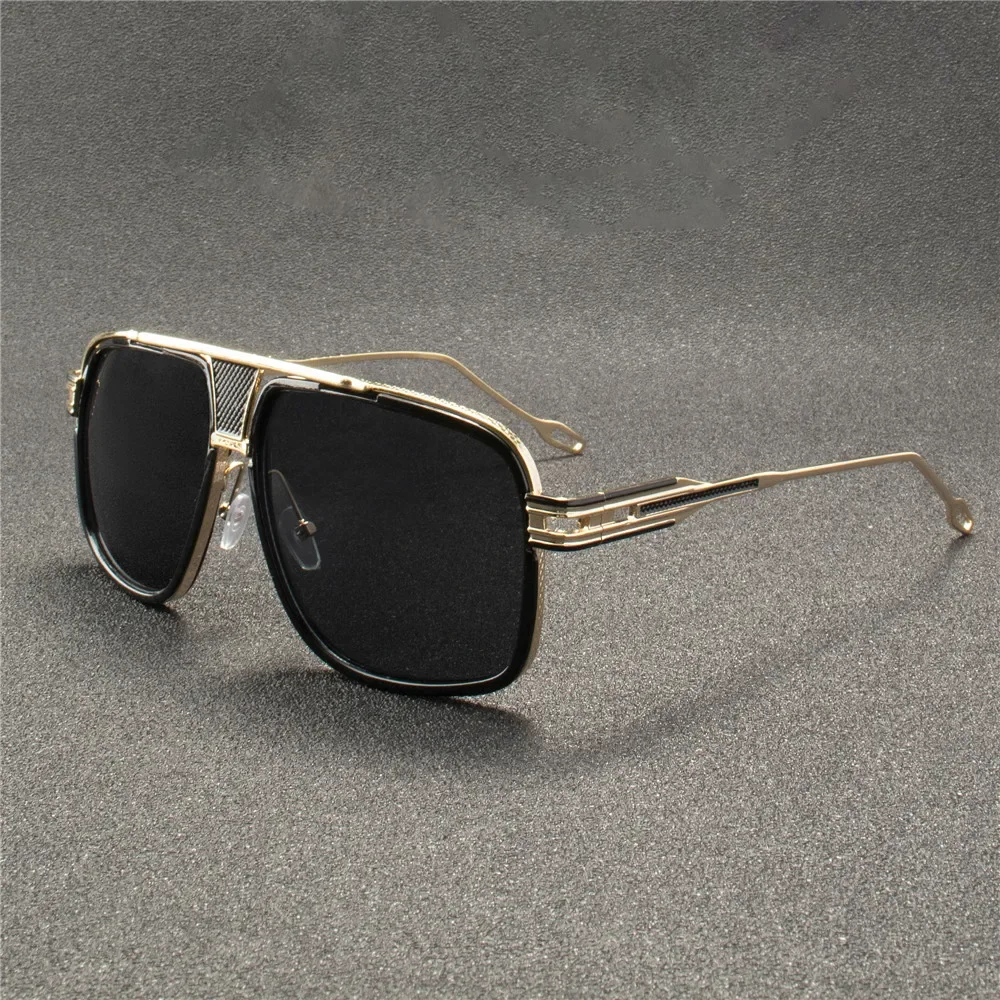 Retro-Sonnenbrille mit quadratischem Metallrahmen und Farbverlauf für Damen/Herren, Markendesigner, Vintage-Sonnenbrille in Übergröße, Sonnenbrille Oculos De Sol