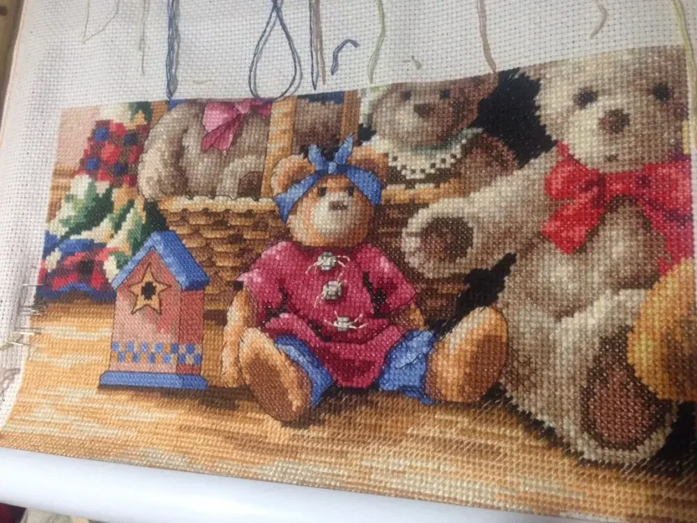 Bear club cross-stitch kit animal cartoon family DIY set DMC color 18ct 14ct 11ct cotton thread embroidery craft