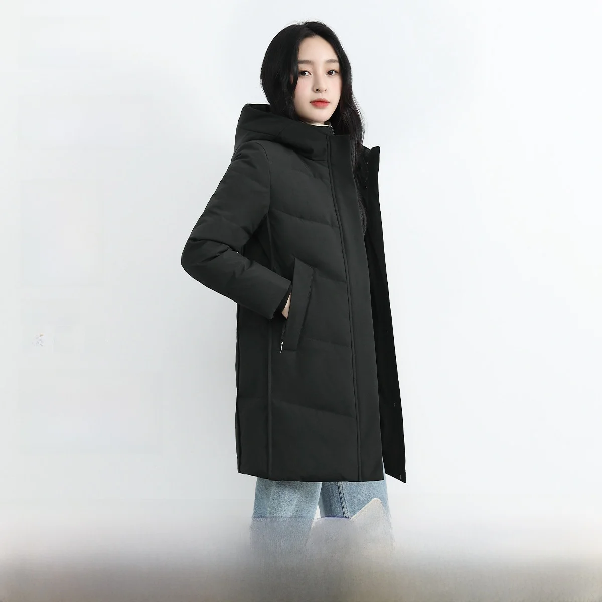 

Женская теплая демисезонная куртка-пуховик Snow Mid-Fly с капюшоном, повседневная, комфортная, средней длины, больших размеров, для мам, из полиэфирного волокна