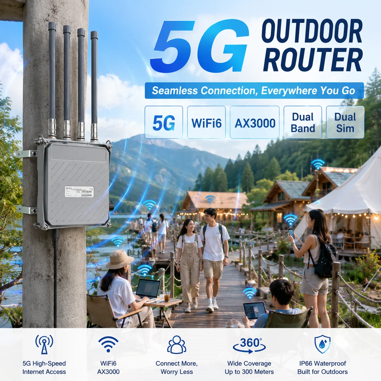Outdoor Rug Waterproof - راوتر واي فاي 6 AX3000 خارجي