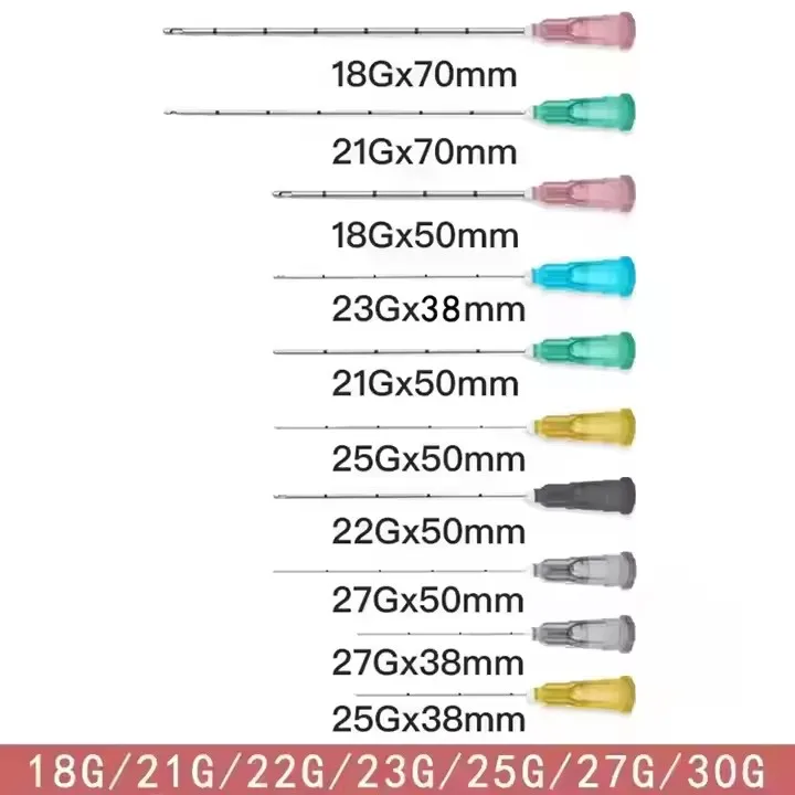 50PCS Sterile Blunt Tip Cannula 18G 21G 23G 25G Medical Needle For Hyaluronic Acid Filler Injection Beauty Care Accessory