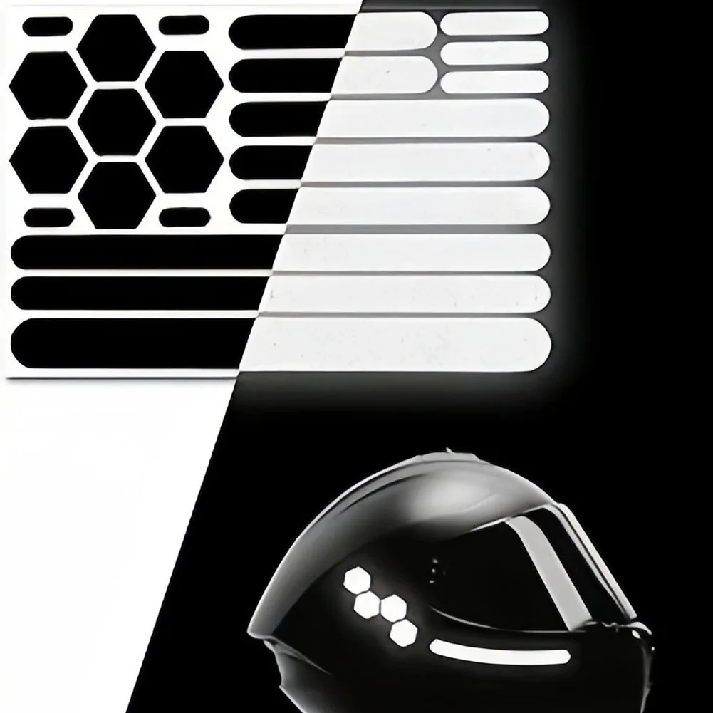 Black Reflective Helmet Tape Sticker for Motorcycle Night Safety Waterproof Decal Compatible with Bike Scooter ATV Gear