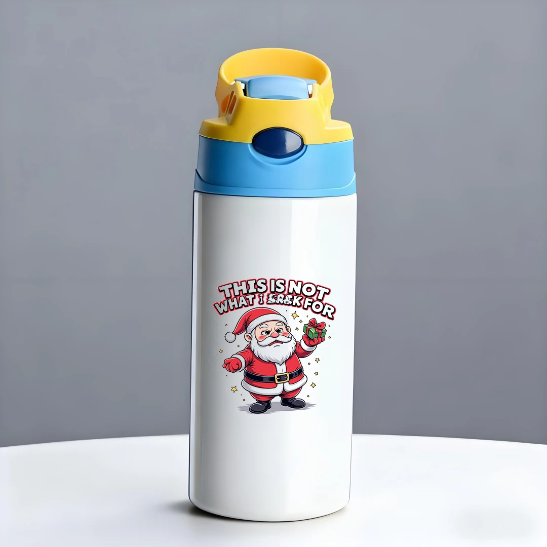 Tasse thermique en acier inoxydable 304 + tasse en paille de père noël de dessin animé + bouteille d'eau portable pour enfants-cadeau de noël essentiel