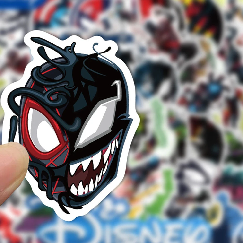 50pcs Disney Avengers Venom Stickers Anime DIY Phone Car Bike Skateboard PVC Cartoon Decals Waterproof Sticker for Kid Toy