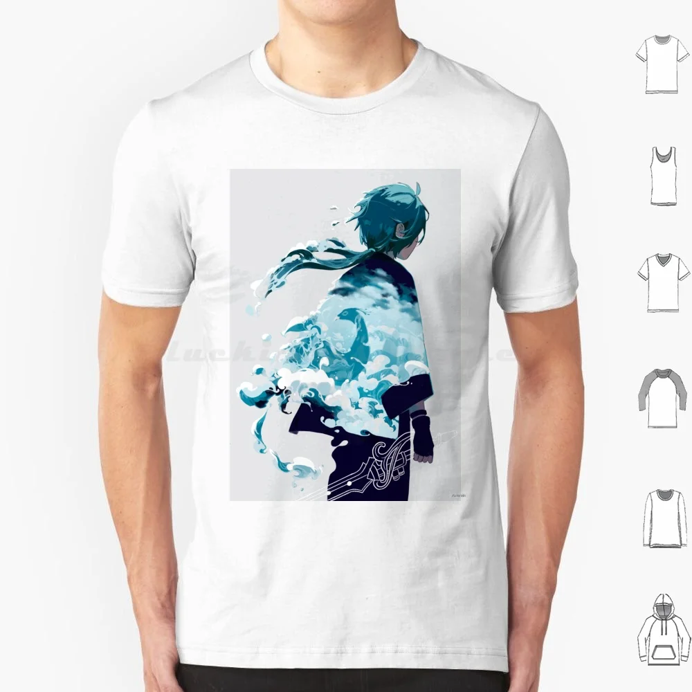 Water Kaeya T Shirt Cotton Men Women DIY Print Genshin Kaeya Genshin Impact Ocean Waves