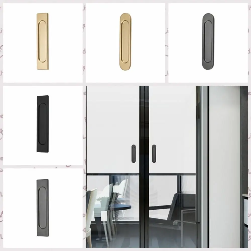 No Drilling Self-adhesive Handle Double-sided Aluminum Alloy Sliding Door Handle Black/Grey/Gold Glass Door Knob Kitchen Door