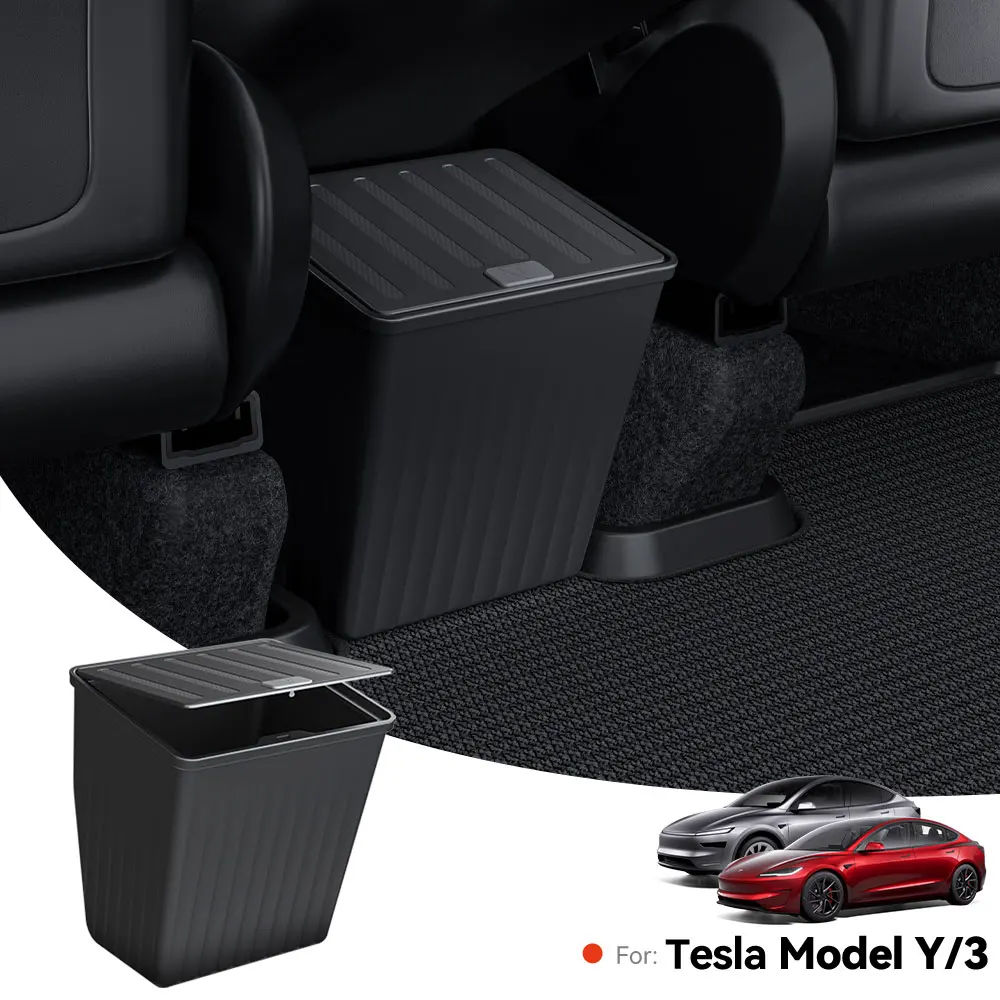 

YZ For Tesla Model 3 Y Highland Juniper Rear Seat Storage Box Organizer Car Center Console Bins Backseat Trash Can Garbage Bag