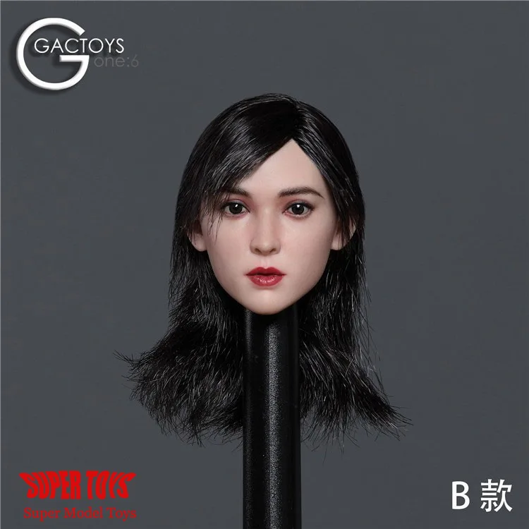 GACTOYS-Sculpture de tête de femme beauté asiatique, mise en œuvre avec des cheveux plantés, figurine d'action de soldat féminin, GC04snap/ B/C/D, échelle 1/6, convient à 12 en effet