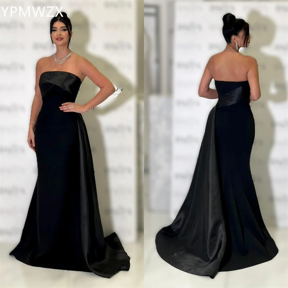 

Customized Evening Dress Party Occasion Prom Gown Formal YPMWZX Strapless Mermaid Floor Length Skirts Draped Sleeveless B