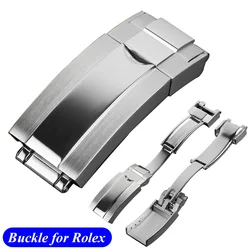 9mm 16mm Stainless Steel Double Safety Fold Watch Buckle for Rolex Submariner Oysterflex Daytona GMT Watch Band Deployment Clasp