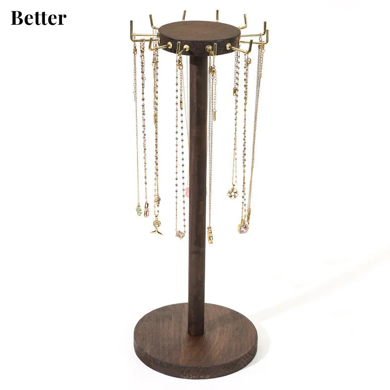 

Wooden Rotating Jewelry Organizer, Jewelry Display Tower for Necklace & Bracelet, Rotating Necklace Holder Jewelry Stand