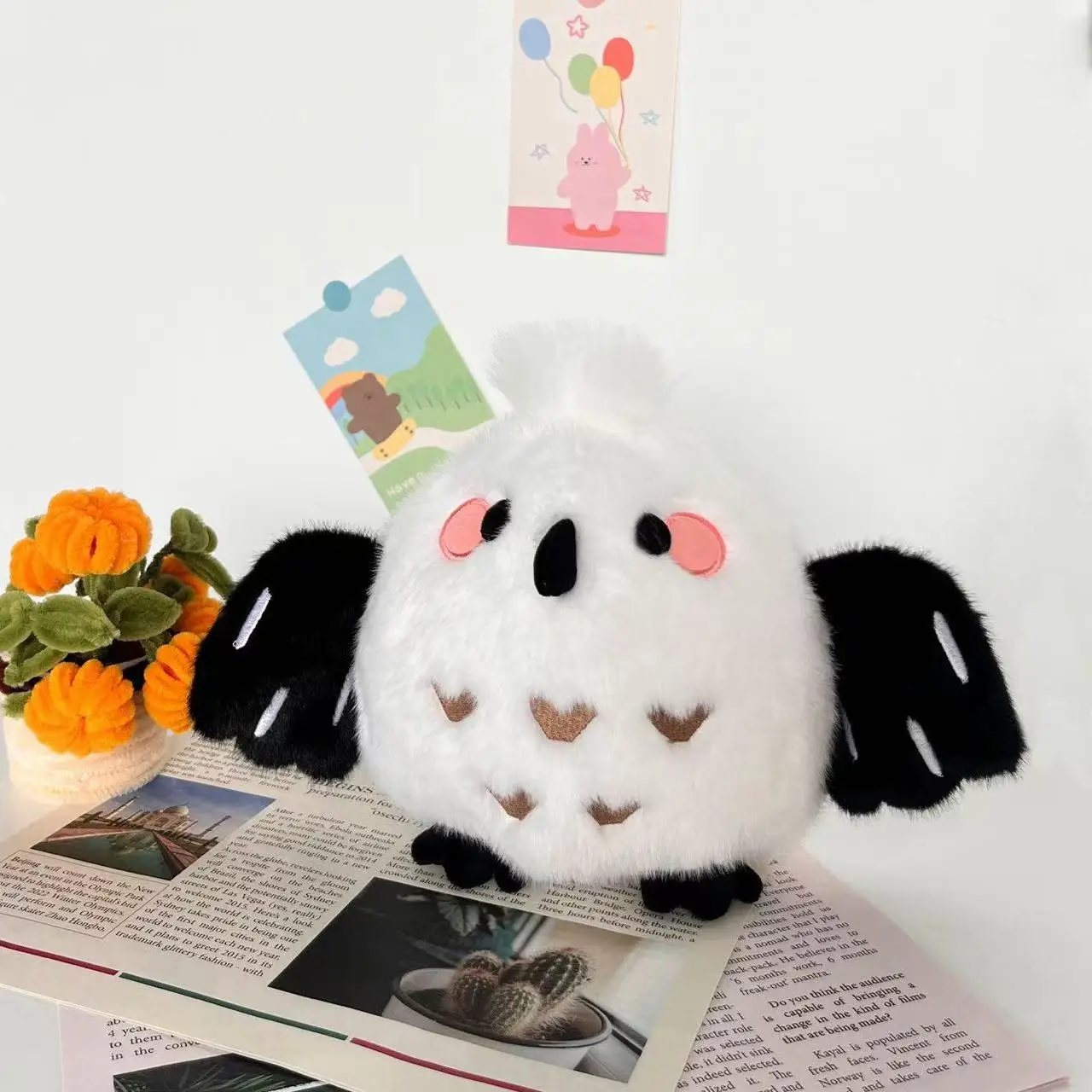 Porte-clés boule de lait oiseau 10/18cm, pendentif pour sac à dos, jouet en peluche fait à la main, poupée de dessin animé, cadeau mignon, poupée amusante