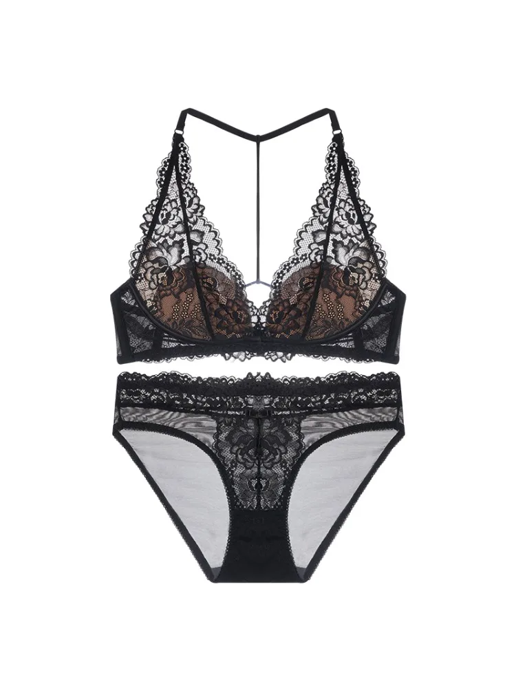 مجموعة الملابس الداخلية الفرنسية الأنيقة Wirefree عارية الذراعين شانتيلي الدانتيل رقيقة الراحة تناسب المملكة المتحدة الصيف التخسيس Bralette نقية قابل للتعديل MOYISU #3