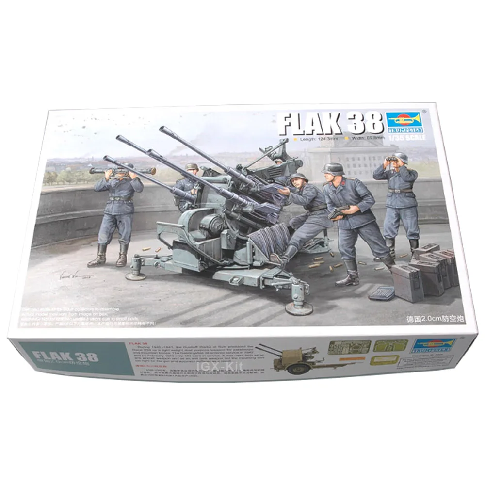 Trumpeter 02309 1/35 German 2cm Flak 38 Anti Aircraft Gun Artillery Military Gift Plastic Assembly Model Toy Building Kit