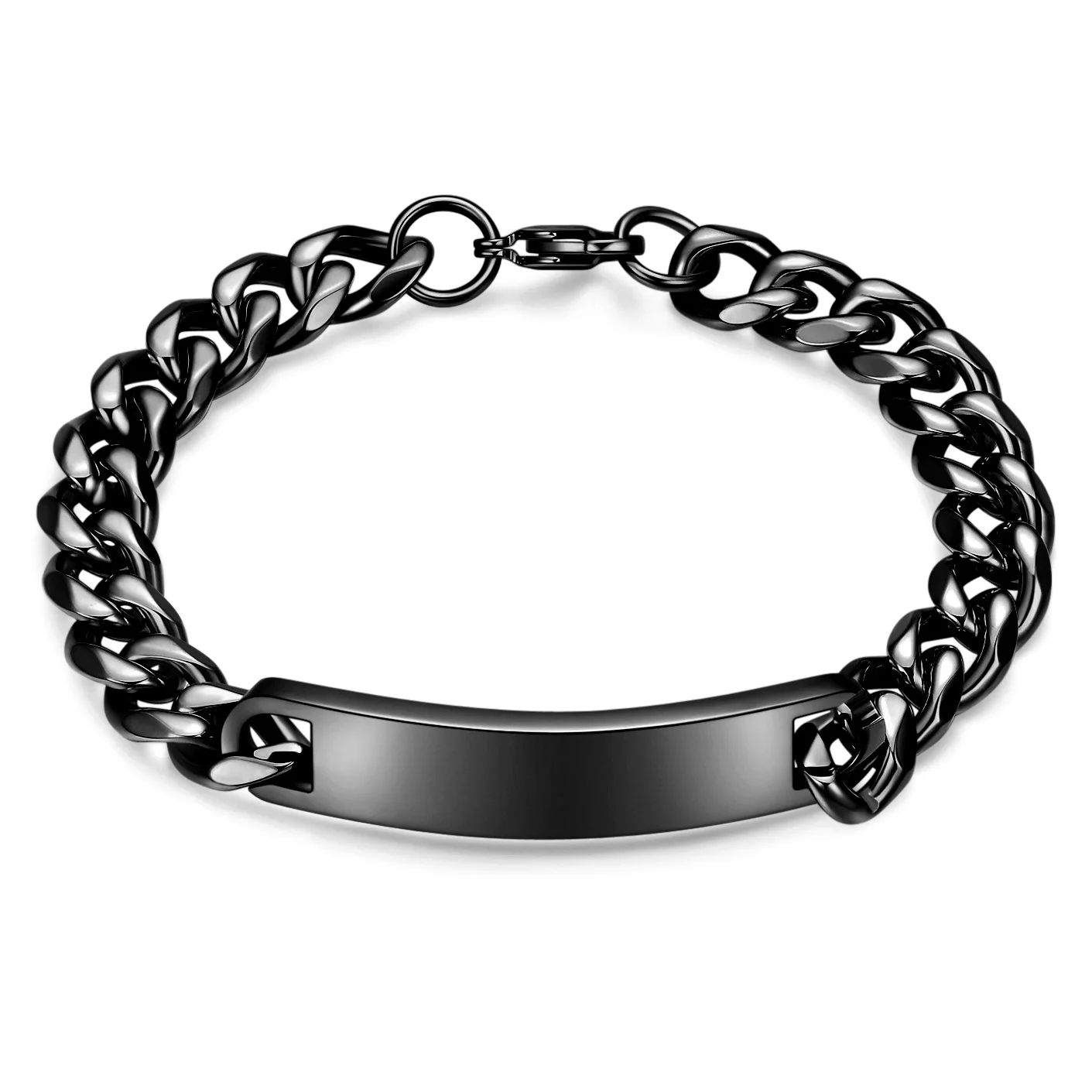 Men's Customizable Smooth Titanium Steel Bracelet, 10mm Width