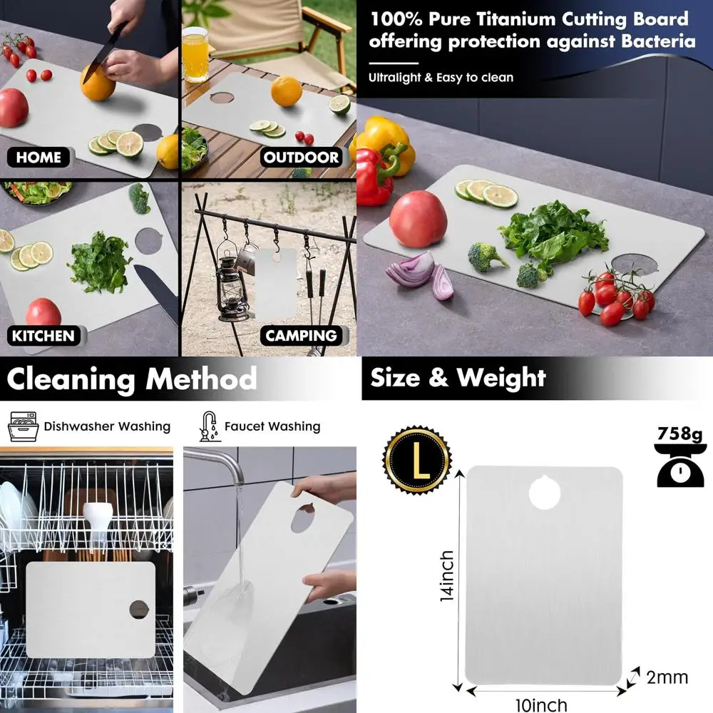 

Pure Titanium Chopping Board, Non-Toxic, Durable Kitchen Cutting Mat for Meat, Fish, Fruits, and Vegetables, Easy to Clean, Heal