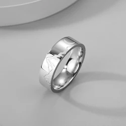 Todorova Stainless Steel Mountain Range Crescent Moon Thumb Stacking Ring For Women Men Charm Jewelry Gift