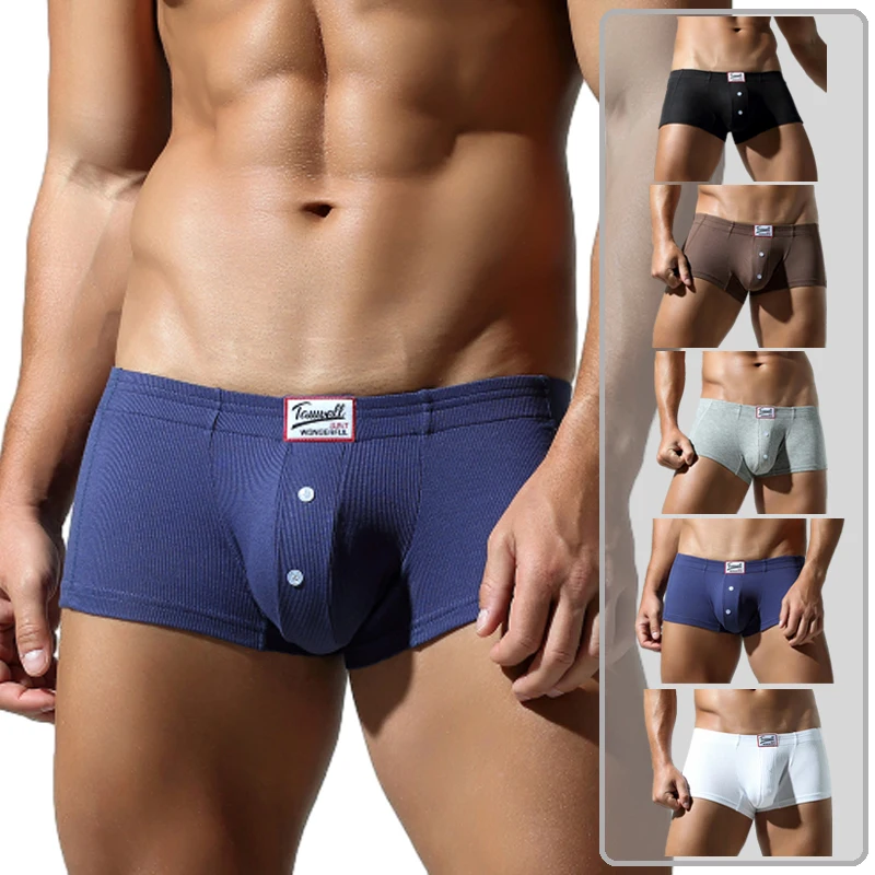 

TAUWELL Solid Color Men's Boxer Briefs Low Waist Breathable And Comfortable Underwear For Men