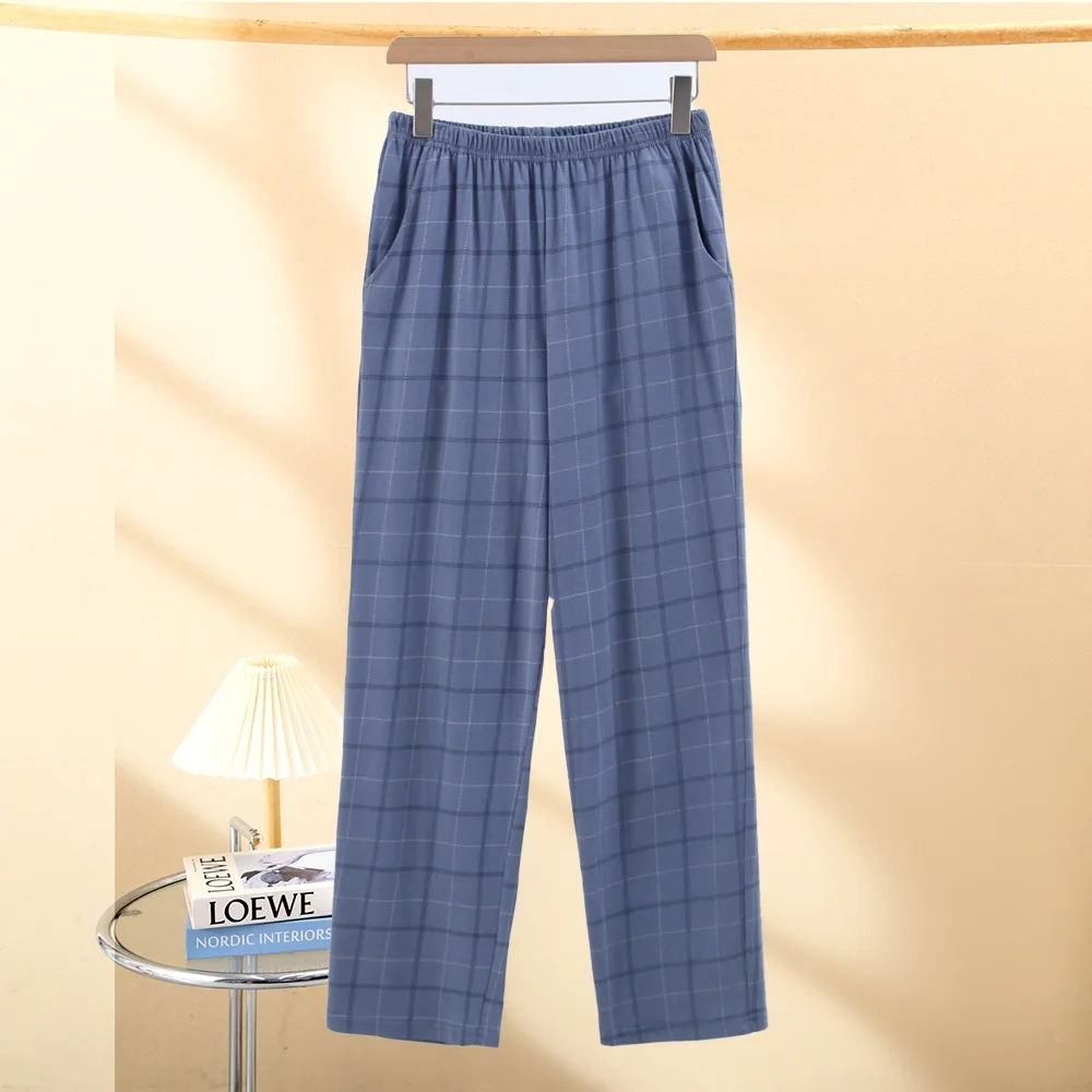 Gray and blue plaid pajama pants
